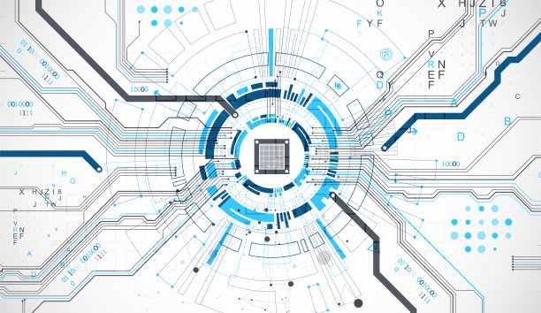 抽象背景与丛状效果。科技理念用科技元素形成圆形的形状。图片下载