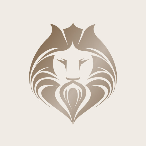 狮子头标志。野生动物剪影吉祥物人物。皇室皇冠的象征。图片下载