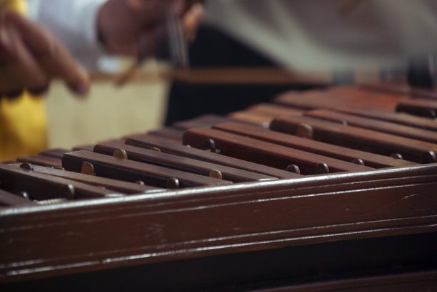 用危地马拉的民族乐器Hormigo木制成的马林巴(Marimba)键盘，在聚会或庆典上为男性演奏的todaca旋律和传统声音。图片下载