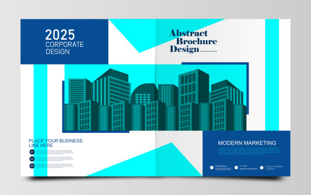 创意双折宣传册模板或杂志封面设计图片下载