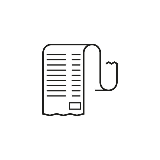 收银收据图标，收据账单，细线。矢量插图。股票的照片。图片下载