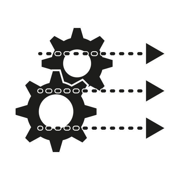 流程管理图标，固定策略行业，优化操作，传动齿轮。矢量插图。股票的照片。图片下载