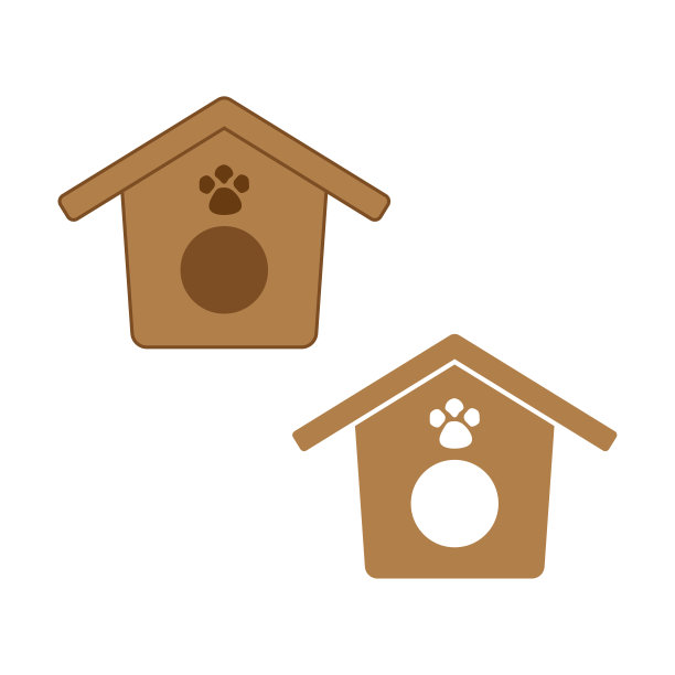 狗屋图标与爪子符号。矢量插图。股票的形象。图片下载