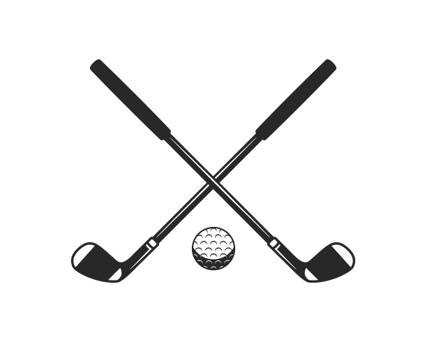 高尔夫球图标。高尔夫球杆和球廓形。复古设计元素的标志，徽章，横幅，标签。矢量图图片下载