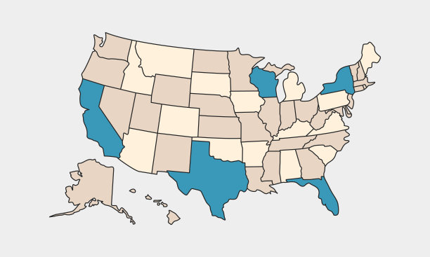 简单的美国地图。简单的轮廓美国地图。模板网页设计，信息图表。向量模板。图片下载