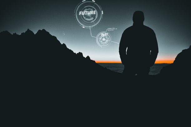 一个人独自一人，科技，人工智能，未来和过去图片下载