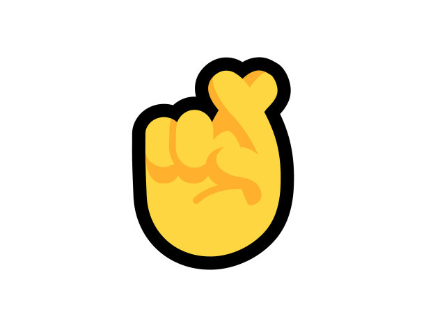 交叉手指矢量图标在一个白色的背景。交叉手指表情插画。孤立的交叉手指手势矢量表情符号图片下载