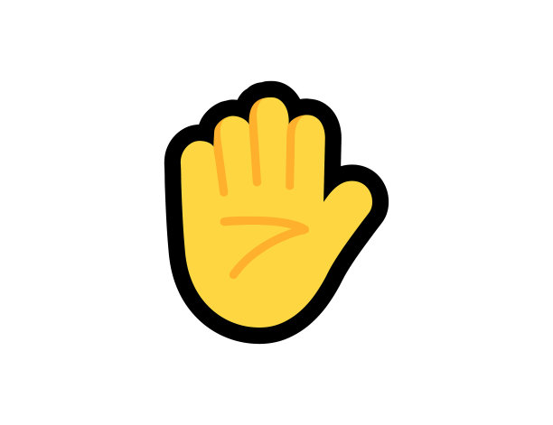 白色背景上的手矢量图标。举起的手表情符号插图。孤立的手，少量矢量表情符号图片下载