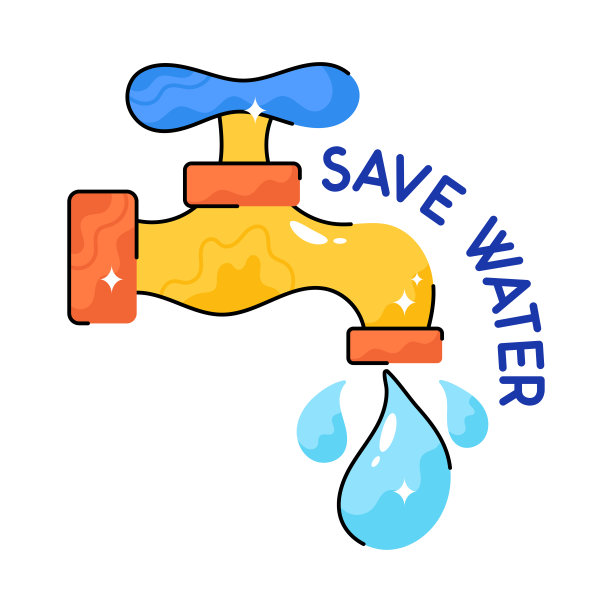 节约用水涂鸦矢量轮廓贴纸。EPS 10文件图片下载