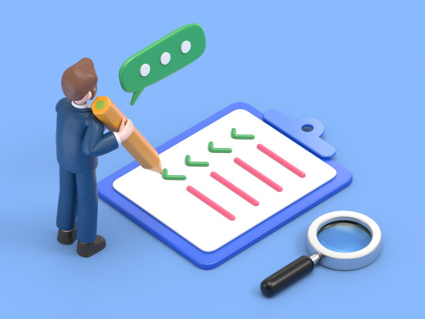 三维插图微笑的大胡子美国商人鲍勃。带字符的调查概念横幅。可以用于网页横幅，信息图表，英雄形象。白色背景的3D渲染。图片下载