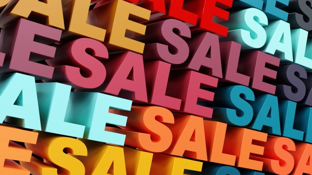 彩色销售横幅，社交媒体和网站海报，营销和商业概念的3d渲染图片下载