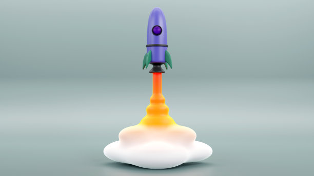 在孤立的白色背景上为启动业务发射火箭的3d渲染图片下载