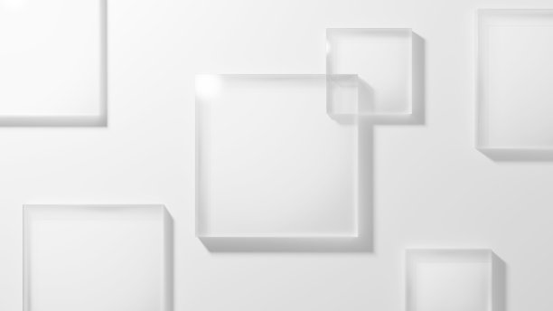 3 d演示。白色背景上的多个玻璃方块。顶视图。(水平)图片下载