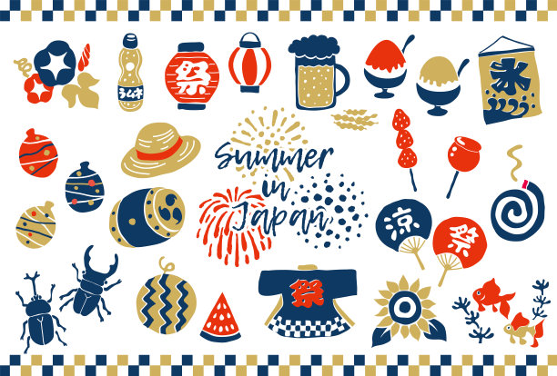 日本夏季插图材料集图片下载