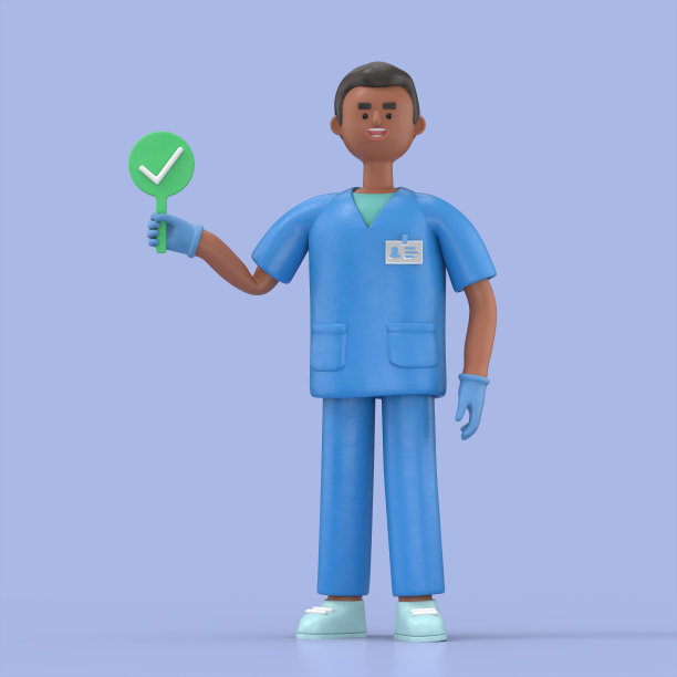 男博士金的3D插图与一个正确的标志。在蓝色背景上隔离的医学演示剪贴画图片下载