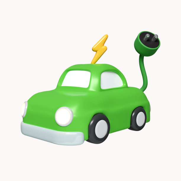 电动汽车。绿色能源技术与交通理念。图标孤立在白色背景。3d渲染图。剪切路径。图片下载