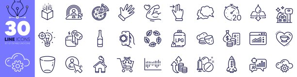 耳机，啤酒和土豆线图标包。用于web应用程序。矢量图片下载