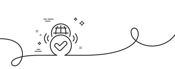 经过验证的互联网线路图标。批准的网页访问标志。带旋度的连续线。向量图片下载
