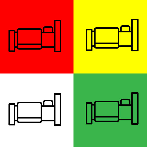 床矢量图标，轮廓样式，隔离在白色背景上。图片下载