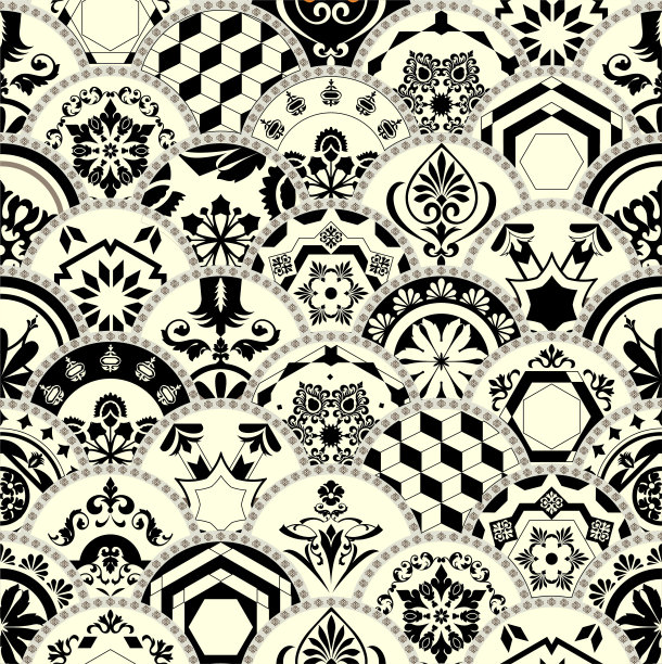 矢量瓷砖图案，里斯本花卉马赛克，图片下载