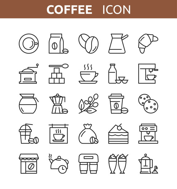 咖啡和茶线图标图片下载