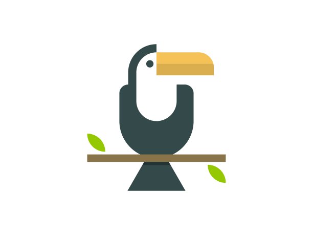 巨嘴鸟平面现代矢量标志模板图片下载