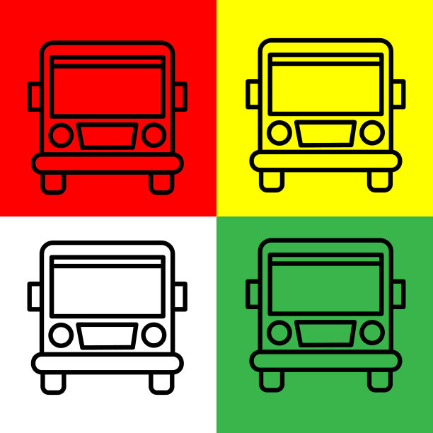 公交车矢量图标，轮廓样式，隔离在白色背景上。图片下载
