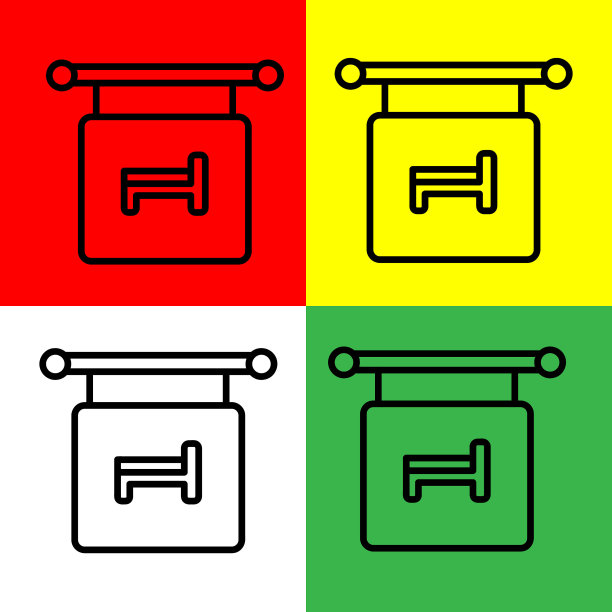 酒店标志矢量图标，轮廓风格，孤立在白色背景上。图片下载