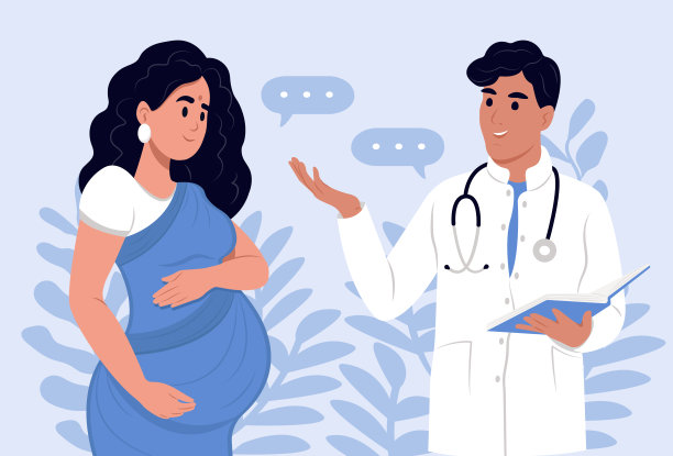 一名医生正在检查一名印度孕妇。产科医生的诊断与会诊病媒插图扁平漫画分离。图片下载