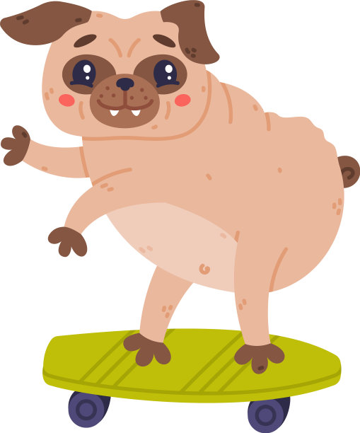 有趣的哈巴狗角色与皱纹的脸骑图片下载