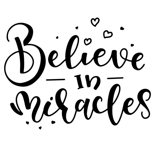 相信奇迹的黑色文字孤立在白色背景，矢量插图海报，照片叠加，贺卡，t恤打印和社会媒体。图片下载