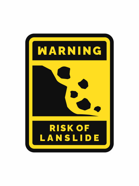 滑坡危险性警示标志设计矢量图片下载