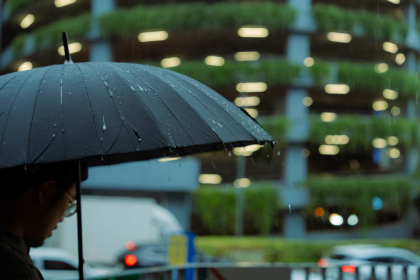 亚洲男人在雨中打着伞感觉很好图片下载