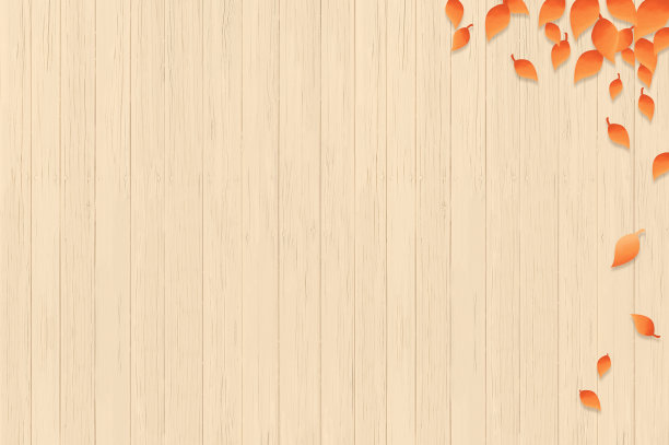 树叶和木板的效果图，地板，木板背景插图，季节图像图片下载