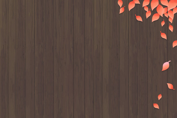 树叶和木板的效果图，地板，木板背景插图，季节图像图片下载