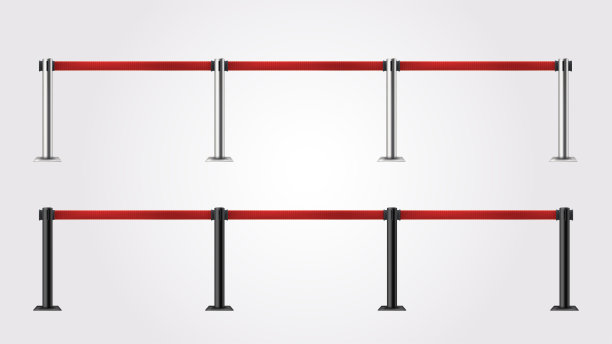 可伸缩的栅栏设置在白色图片下载