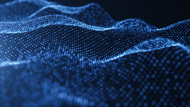 数字蓝色波粒子背景，3d渲染。图片下载