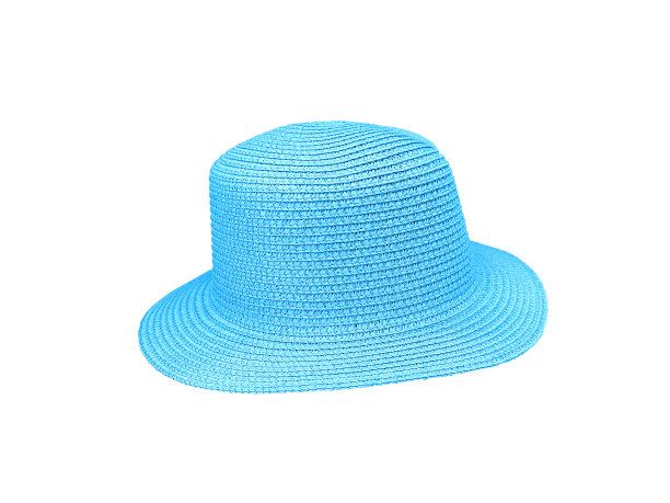 蓝色复古草帽孤立在白色背景图片下载