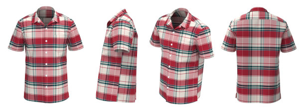 格纹男士衬衫短袖。孤立的纽扣衬衫图片下载