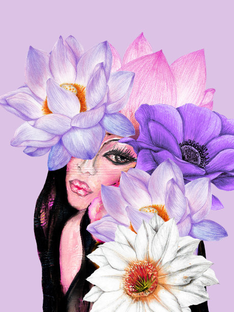 花卉仙女，卖花女，混合媒体绘画图片下载