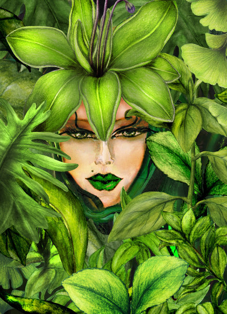 花卉仙女，卖花女，混合媒体绘画图片下载