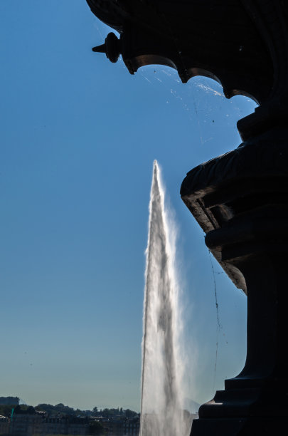 在瑞士日内瓦的一个大型喷泉——喷气喷泉图片下载