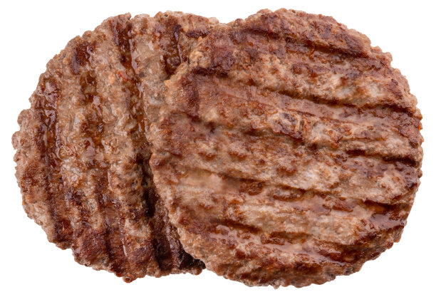 牛排烧烤与条纹隔离在白色背景。烤汉堡肉图片下载