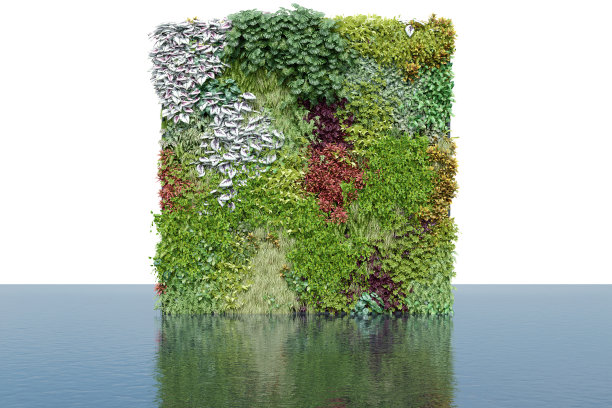 现实的垂直花园背景与游泳池。图片下载