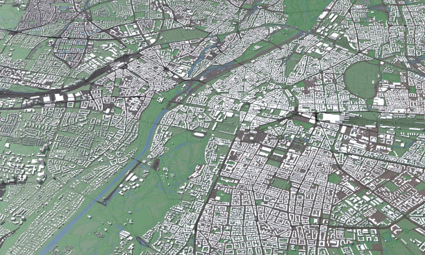 慕尼黑大型建筑的3D插图图片下载