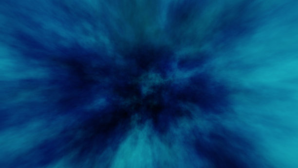 一个迷人的旅程，一个蓝色的星云优雅地在一个迷人的3D渲染设置在黑暗的背景下飞过乌云图片下载