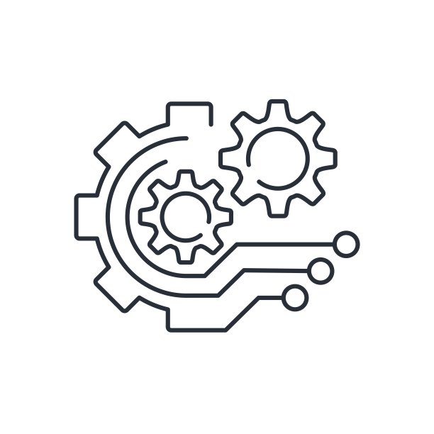 集成。模板自动化的一个机械化过程。工业过程的电子控制。矢量线性图标隔离在白色背景。图片下载