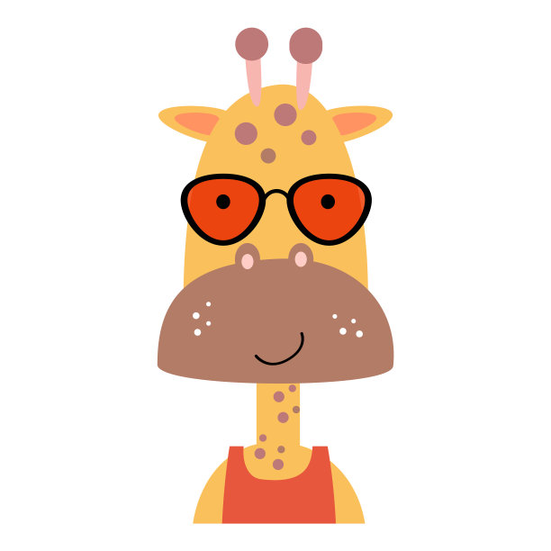 穿着夏装的长颈鹿。野生动物。矢量插图。图片下载