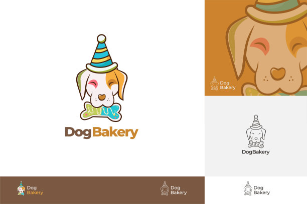 狗面包店矢量标志设计模板。图片下载