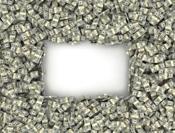 一百美元钞票捆在一起图片下载